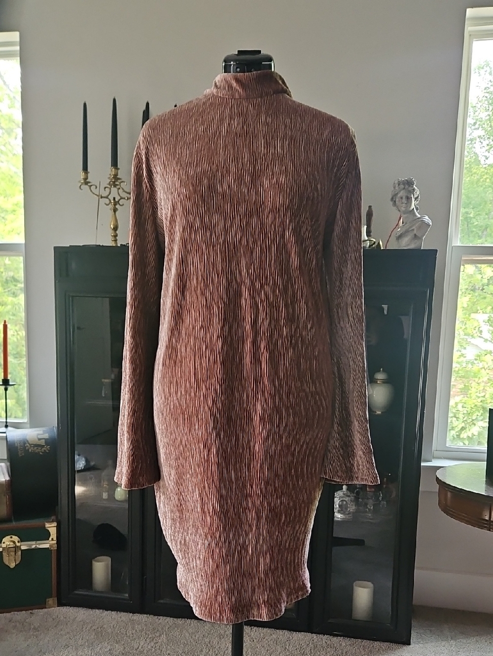 Dusty Rose Long Sleeve Textured Dress